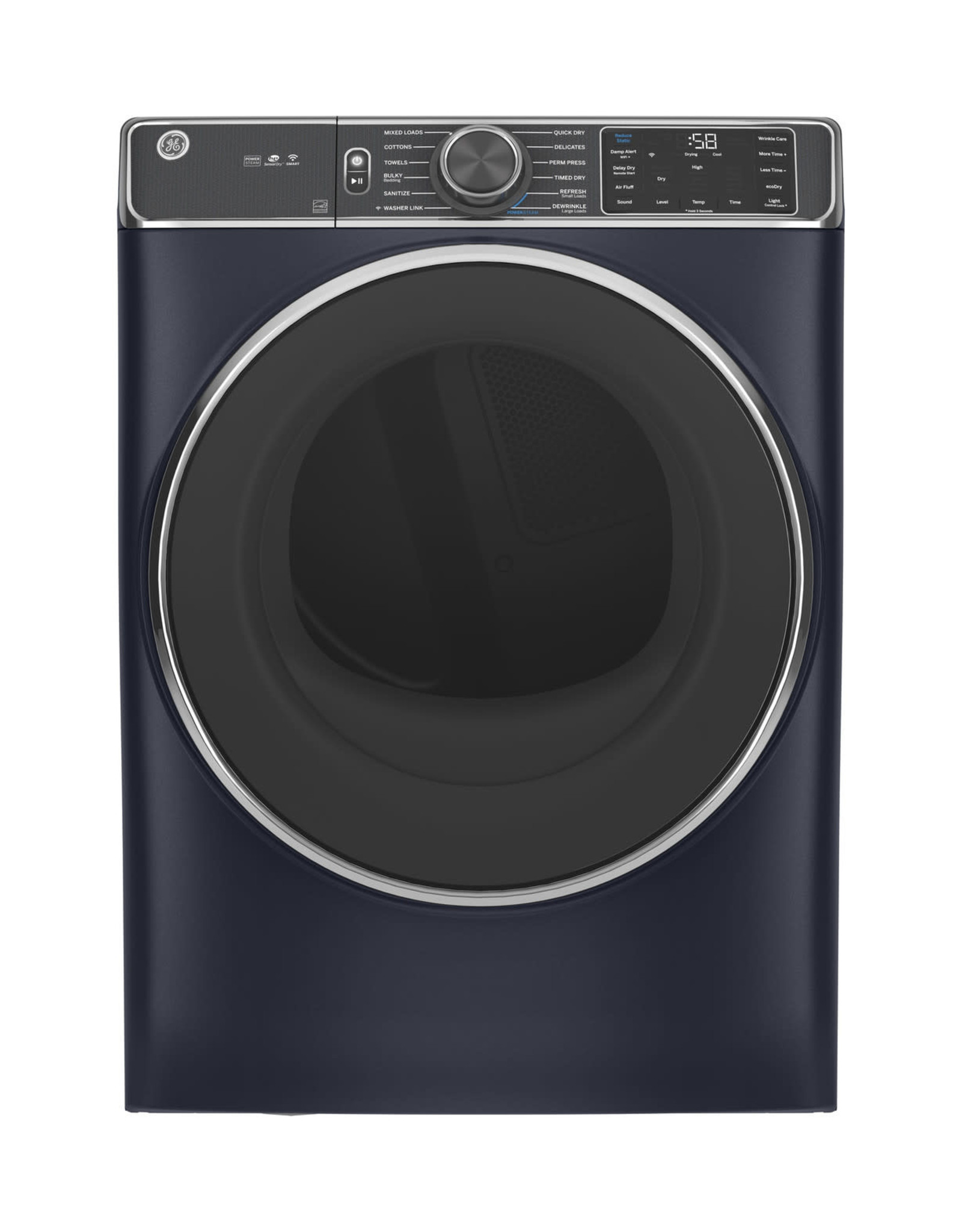 GFD55ESPNDG <a href="/cdn-cgi/l/email-protection" class="__cf_email__" data-cfemail="10575550273e28">[email protected]</a> cu. ft. Capacity Smart Front Load Electric Dryer with Steam and Sanitize Cycle