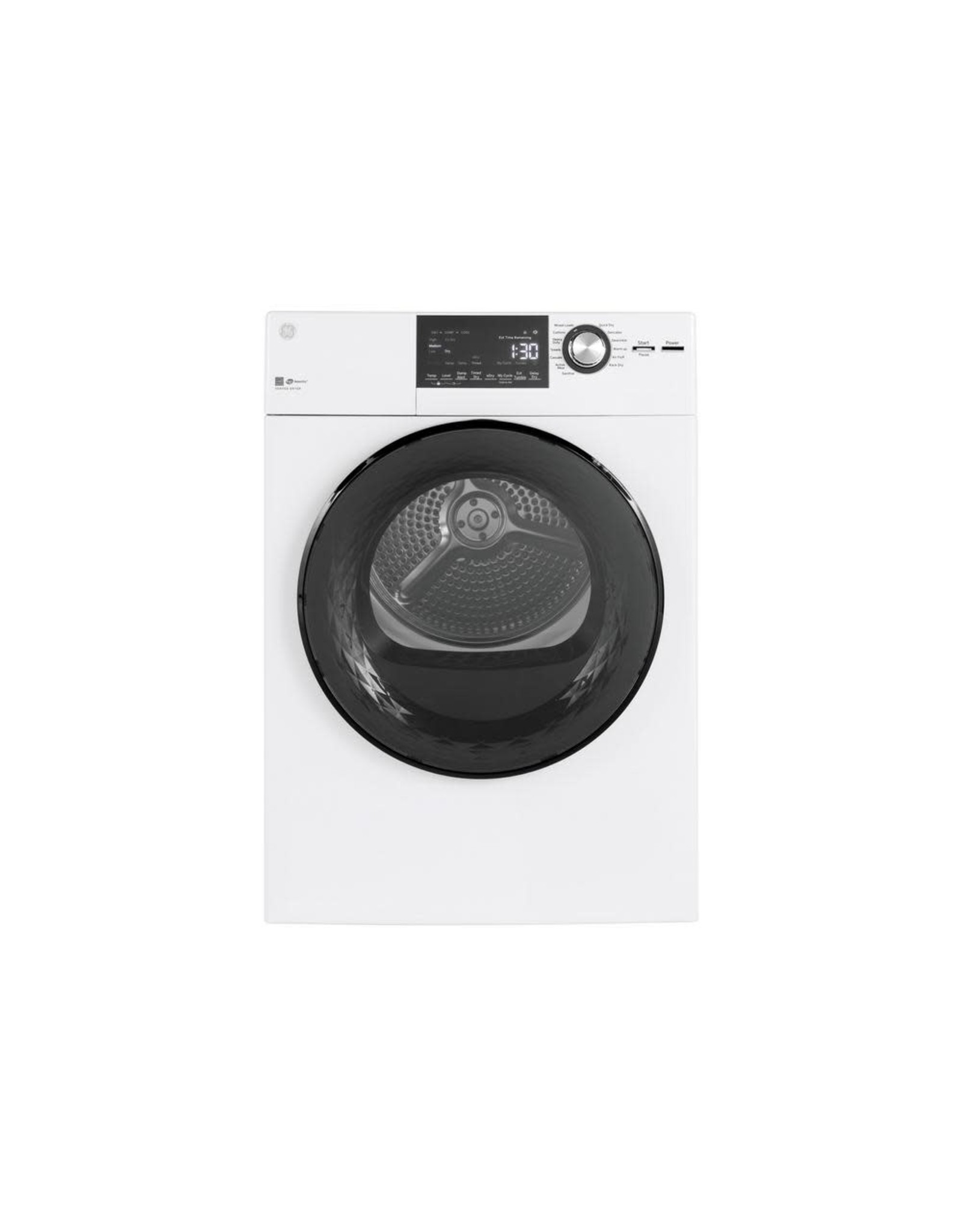 GFD14ESSNWWGE 4.3 cu. ft. 240 Volt White Electric Dryer with Stainless Steel Basket, ENERGY STAR