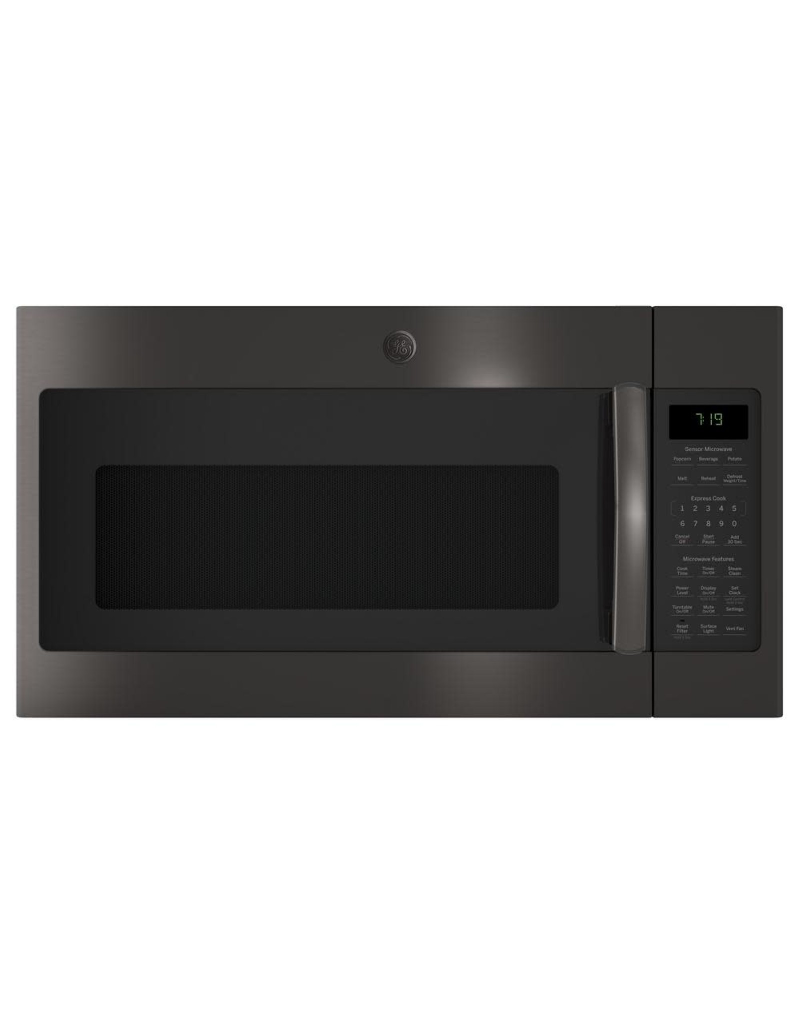JVM7195BLTS  1.9 cu. ft. Over the Range Microwave in Black Stainless Steel with Sensor Cooking, Fingerprint Resistant